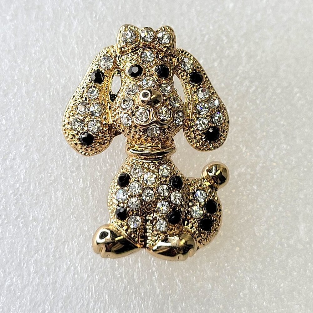 Gold Tone Dog Brooch
